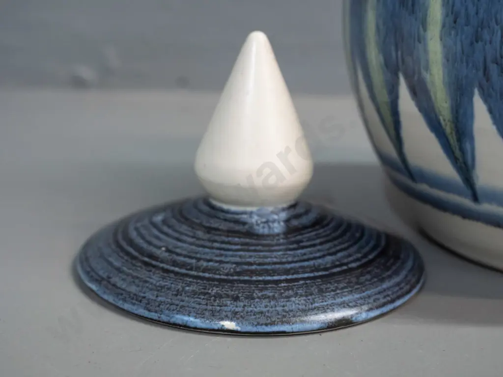 Hanmer pottery lidded container - small glaze flaw on lid H-250 D-160 Image 1++