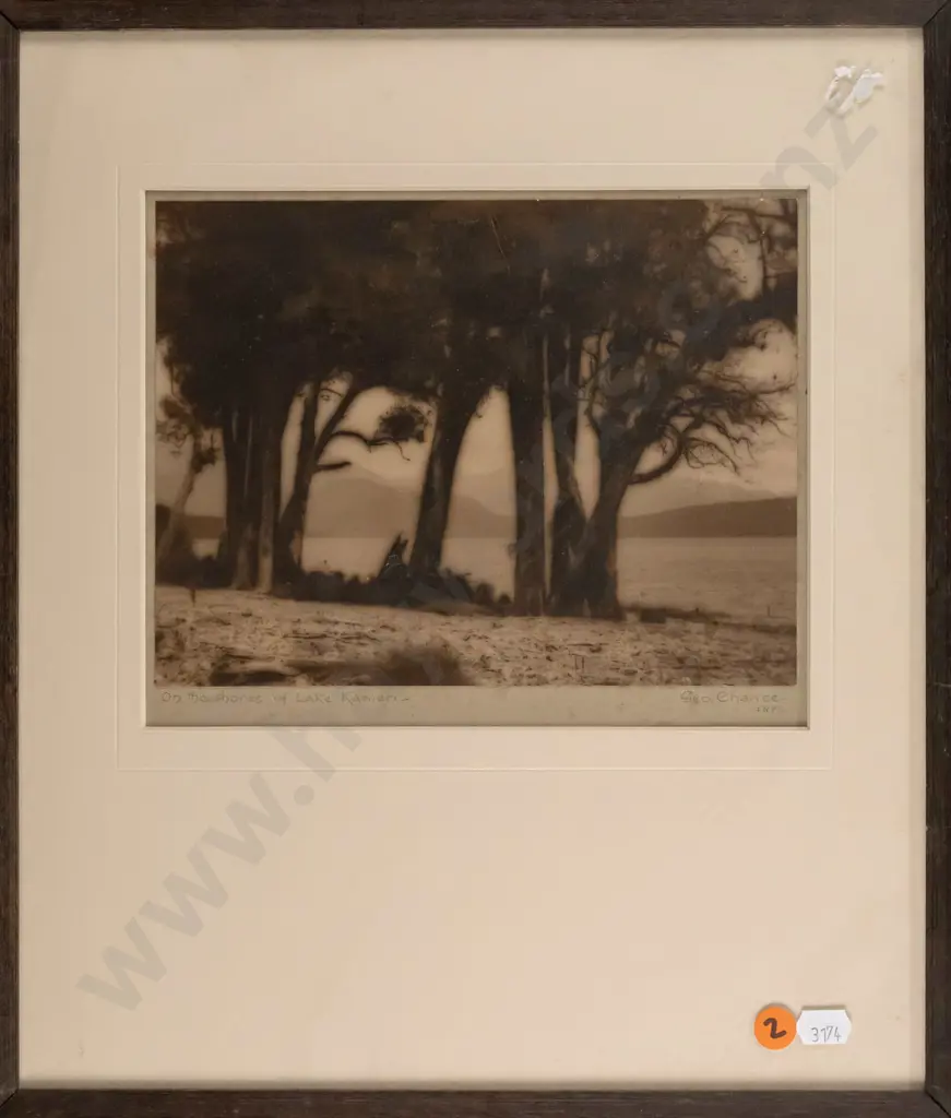 George Chance - framed vintage photograph "On the shores of Lake Kaniere" H-160 W-210 Image 1++