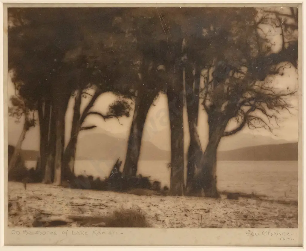 George Chance - framed vintage photograph "On the shores of Lake Kaniere" H-160 W-210 Image 1++