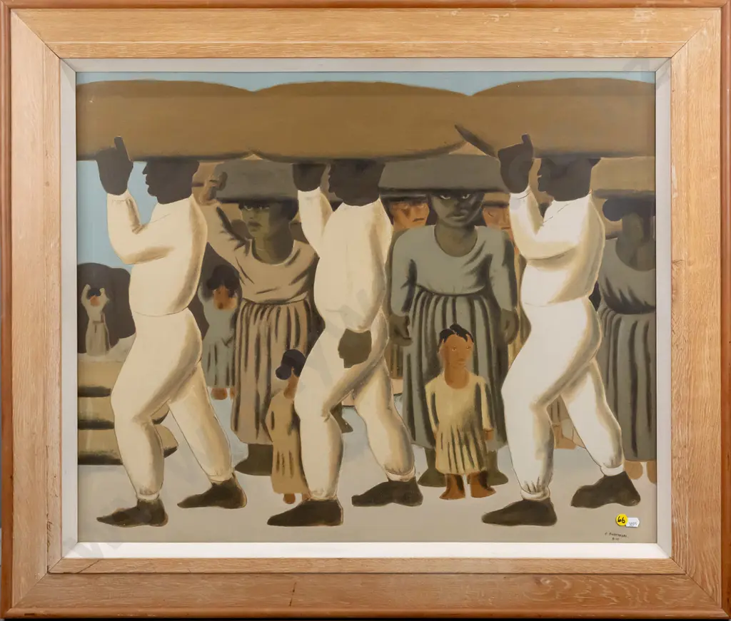 framed Candido Portinari  print "The Coffee Bearers" H-580 W-710 Image 1++