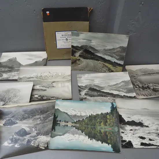 assorted Whites Aviation photographic prints in Kodak box - two are painted, most plain, multiples of some - includes