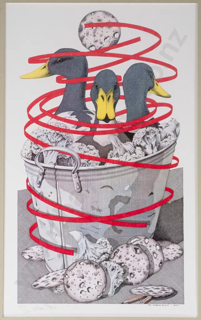 framed Simon Drew ltd edition print 247/250 "The hovering biscuit" H-500 W-280 Image 1++