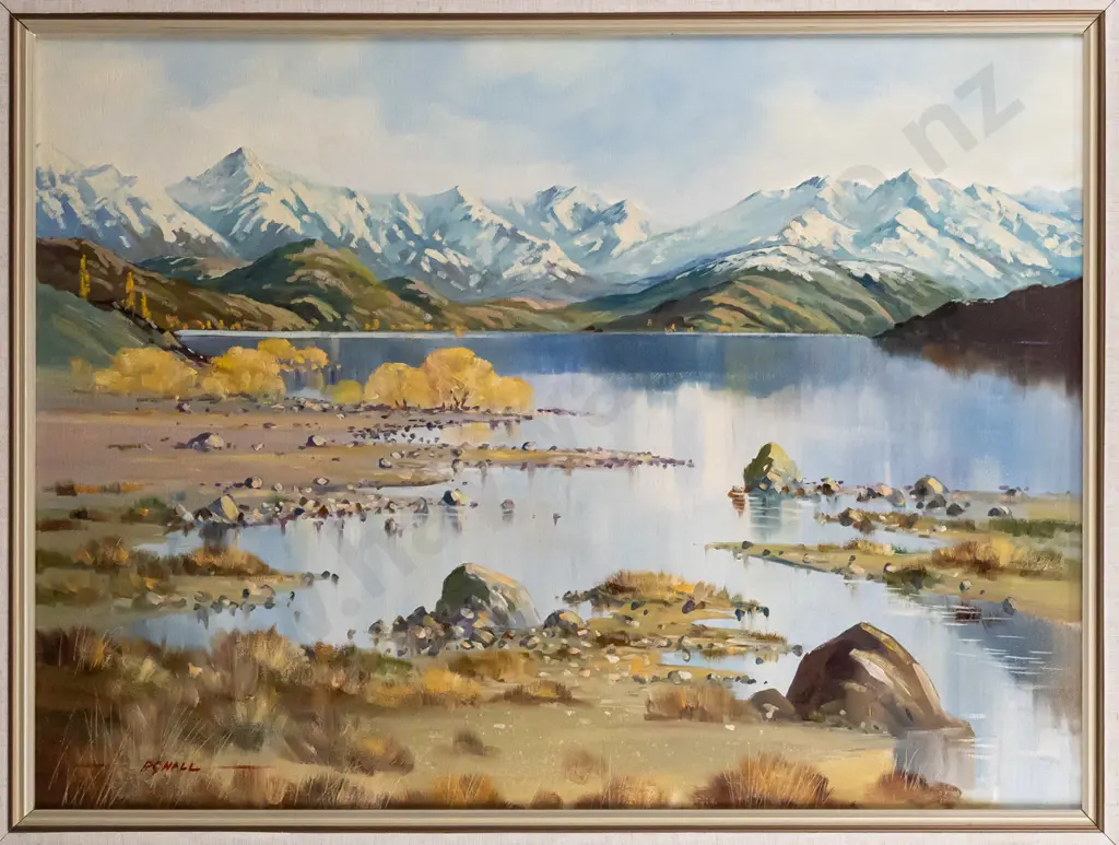 P.G Hall 97, framed oil on board  "Lake Wanaka" H-430 W-580 Image 1++