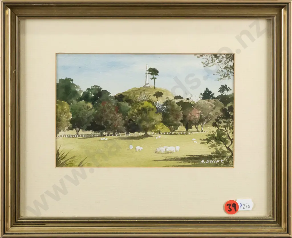 Rena Swift - framed watercolour "One Tree Hill" H-110 W-170 Image 1++