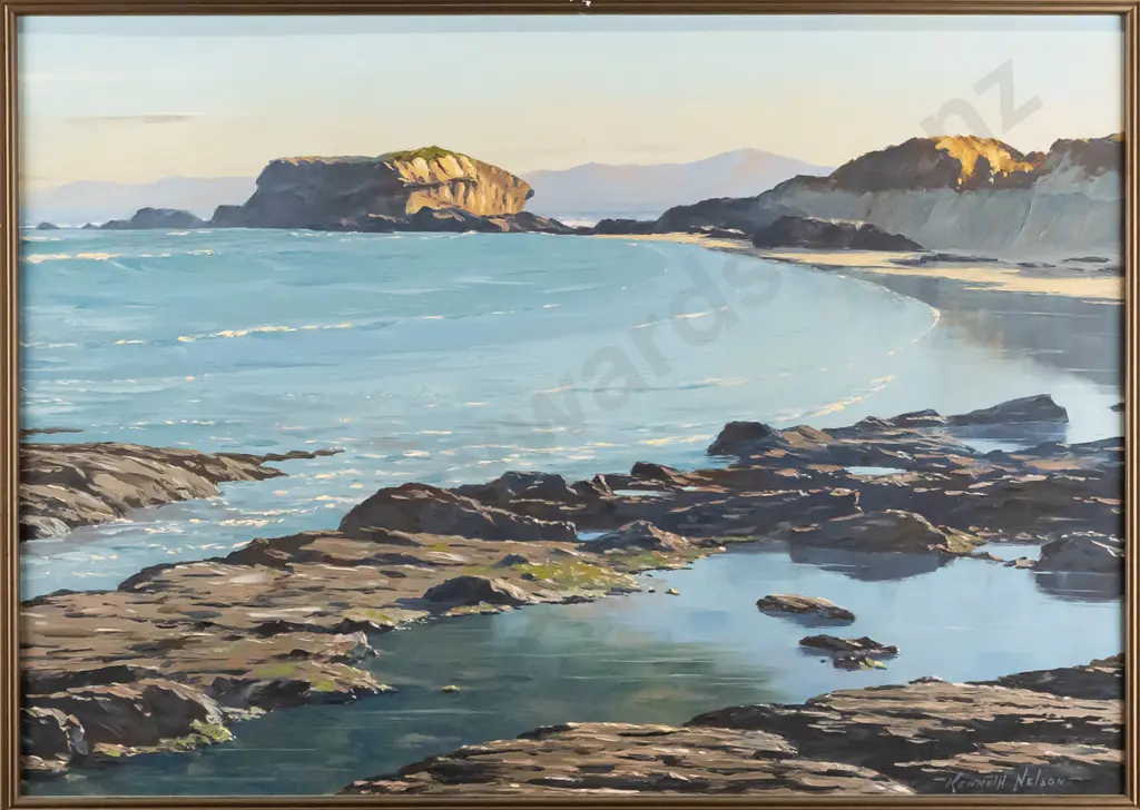 Kenneth Nelson 1977 - framed oil "Low Tide Brighton" H-420 W-590 Image 1++