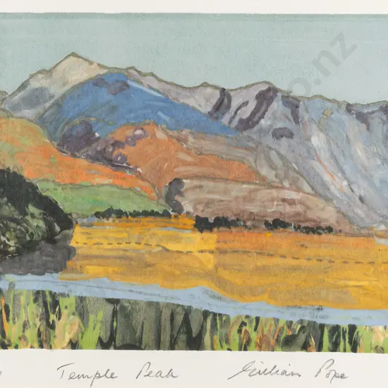 Gillian Pope - framed screenprint 1/1/ "Temple Peak" H-180 W-240