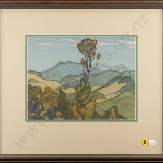 HV Miller '43 - framed pencil & watercolour - landscape H200 W260