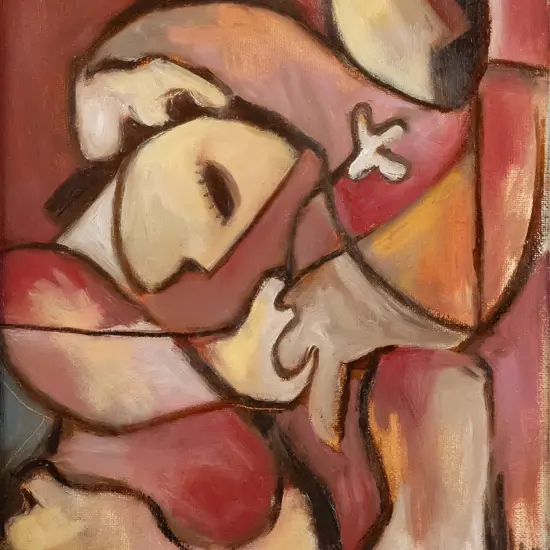 Suzy Platt 97 - framed oil on board - abstract. H300 W220