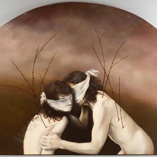 Anita DeSoto 2005 - oil on arched boxed canvas "Sub Rosa" H1110 W1410