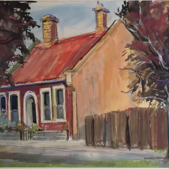 Heather Francis 1974 - framed watercolour "Old House Willowbank" H410 W520