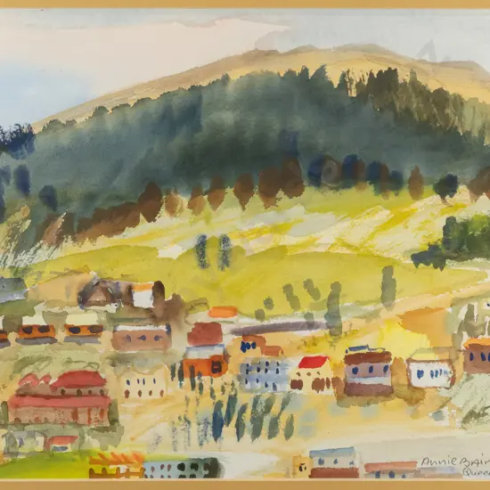 Annie Baird - framed watercolour  "Queenstown" H310 W380