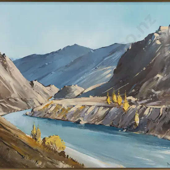 Denis Kent '73 - framed oil on board "Cromwell Gorge" H510 W670