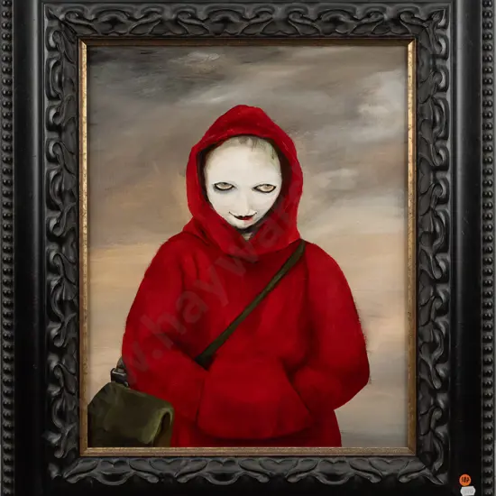 Sharon Singer 07 - framed oil on canvas "Yo bitch what big eyes you have" H480 W390