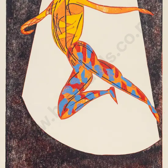 illegible signature '79 - unframed screen print 8/20 "The dancer" H500 W290