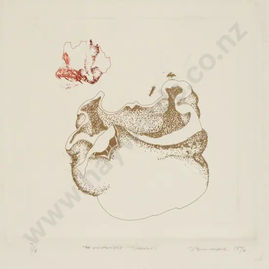 J Bathgate 1976 - unframed etching 7/8 "The analysts dream" H140 W140