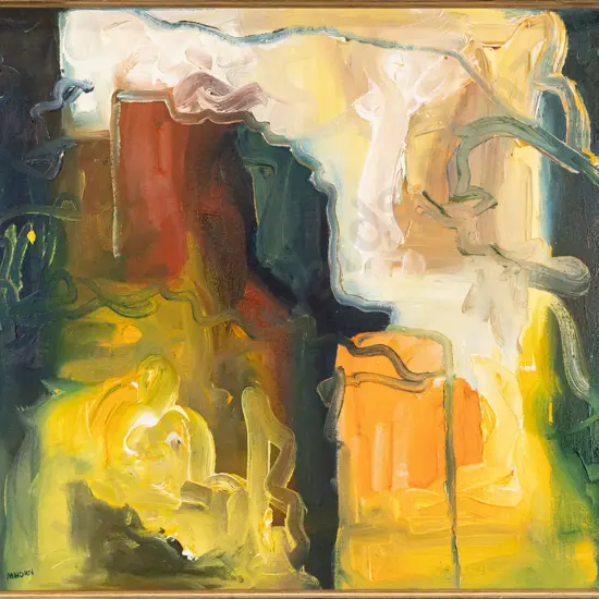 Mary Horn 1997- framed oil on canvas "Light our Darkness" H330 W430