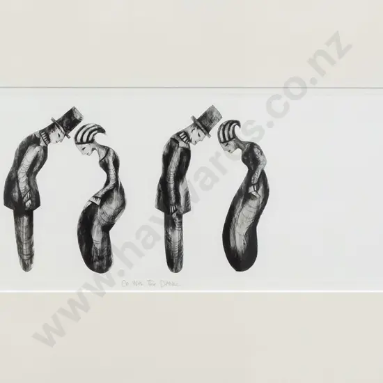 Rachael Garland 2003 - framed etching 8/10 "On With The Dance"  H170 W640