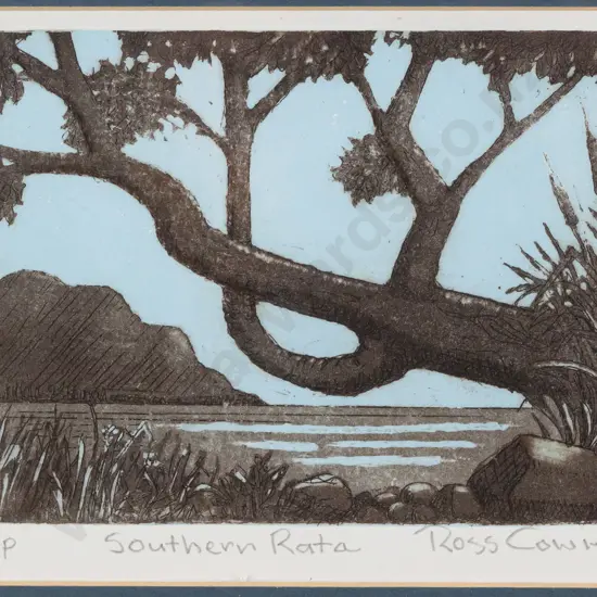 Ross Cowie - framed A/P print "Southern Rata" H105 W140