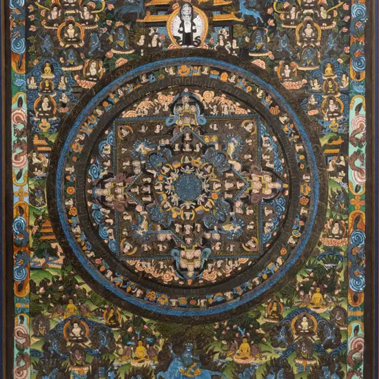 framed Tibetan prayer painting H460 W350