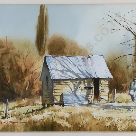 Garrick Tremain '96 - framed watercolour "Rosies Wood Shed" H180 W260