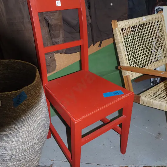 red painted wooden dining chair