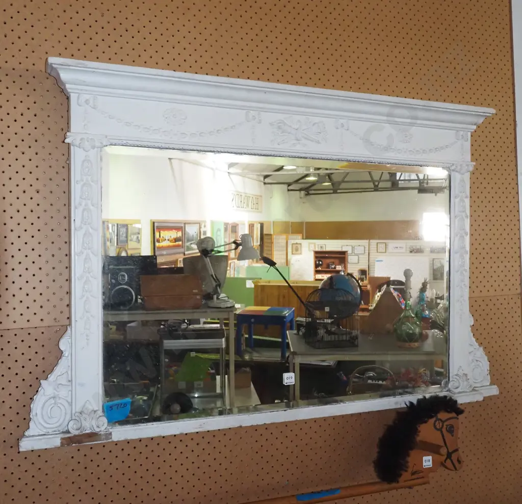 hand painted Victorian bevelled edge mirror from buffet sideboard Image 1++