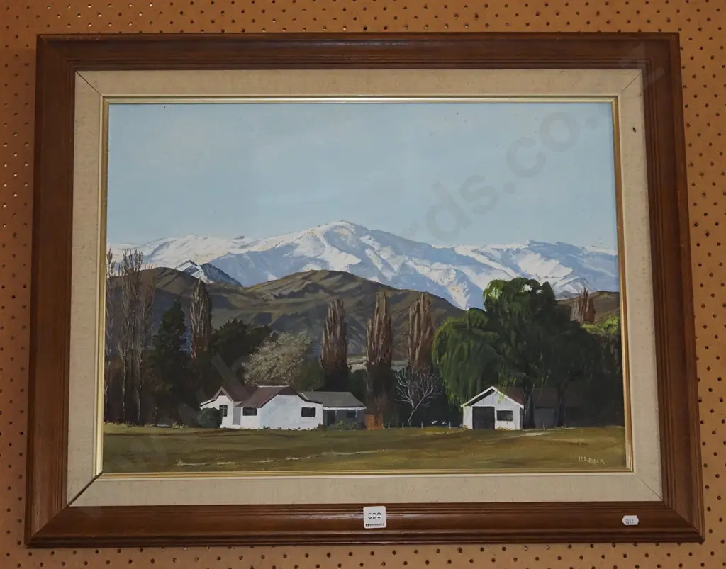 Les Beck framed oil on board - mountains - foxing Image 1++