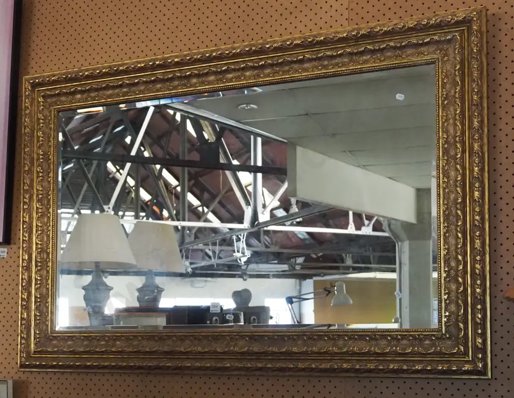ornate gilt framed bevelled edge morror H-810 W-120 Image 1++