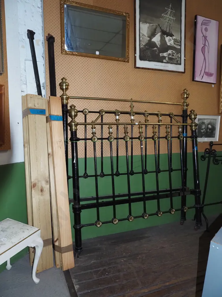 cast metal and brass Victorian double bed ends Image 1++