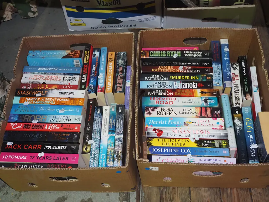 2x boxes of books - blue dots Image 1++