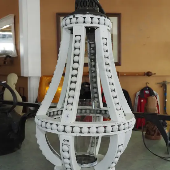 wooden hanging candle lantern H-580