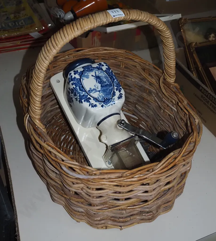cane basket, delft wall mounted coffee grinder Image 1++