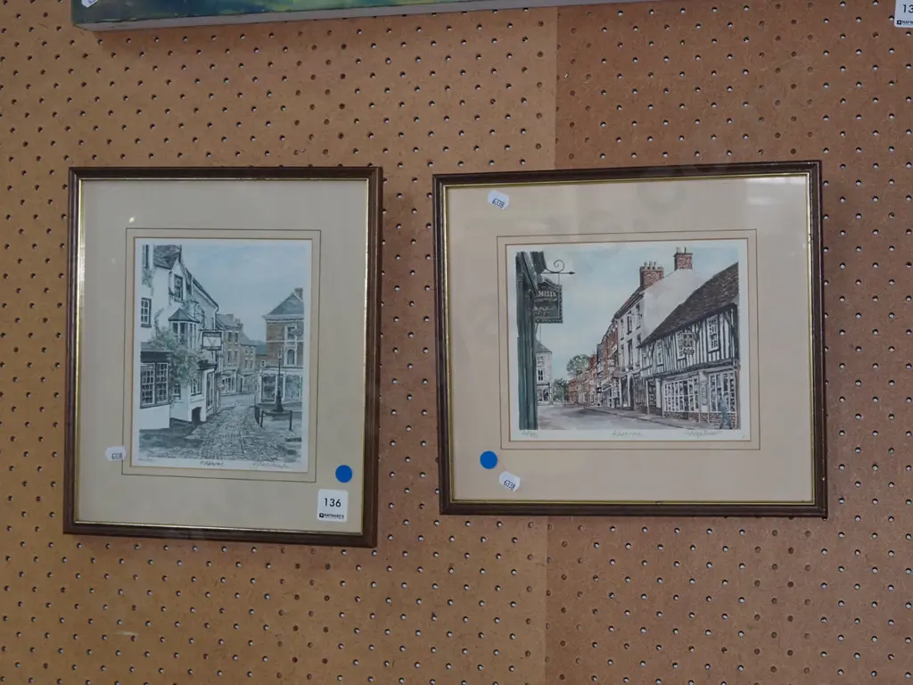 2x framed prints - Ashbourne - blue dots Image 1++