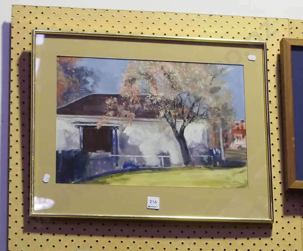 framed acrylic - tree and house Image 1++