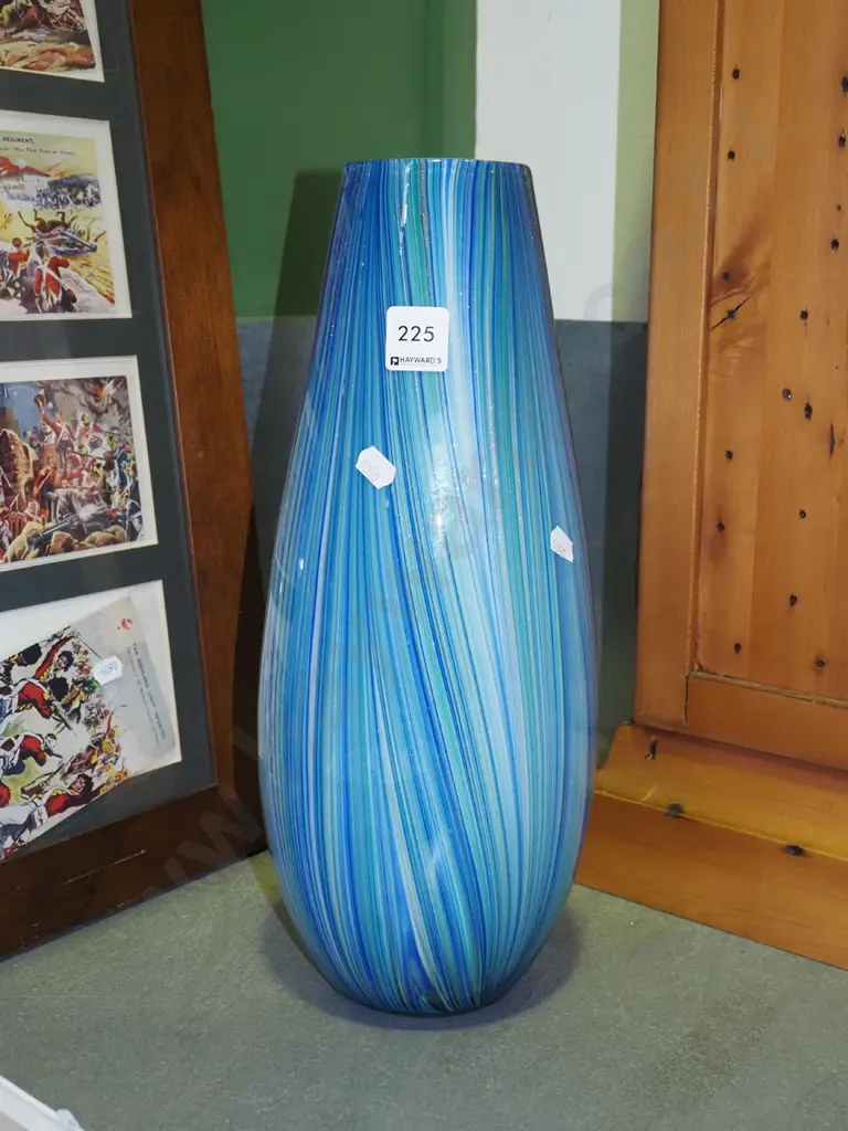 blue and green swirled glass vase H-380 Image 1++