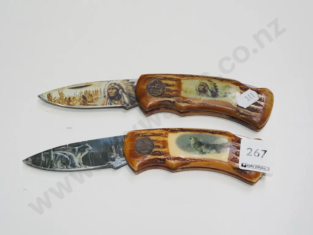 2x First Nation themed pocket knives Image 1++