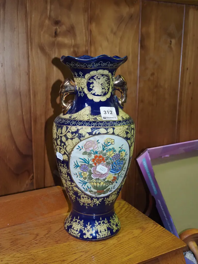 cobalt floral vase H-310 Image 1++