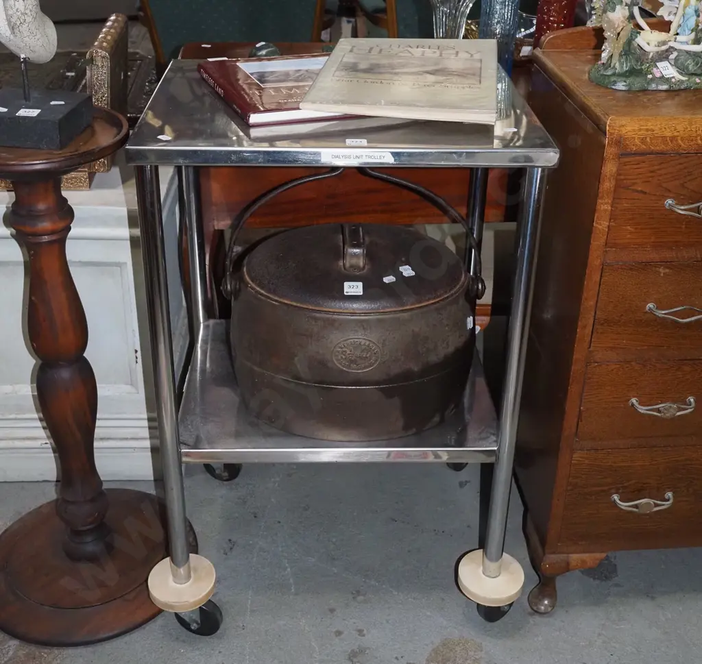 stainless steel 2 tier table on casters H-810 W-520 D-420 Image 1++