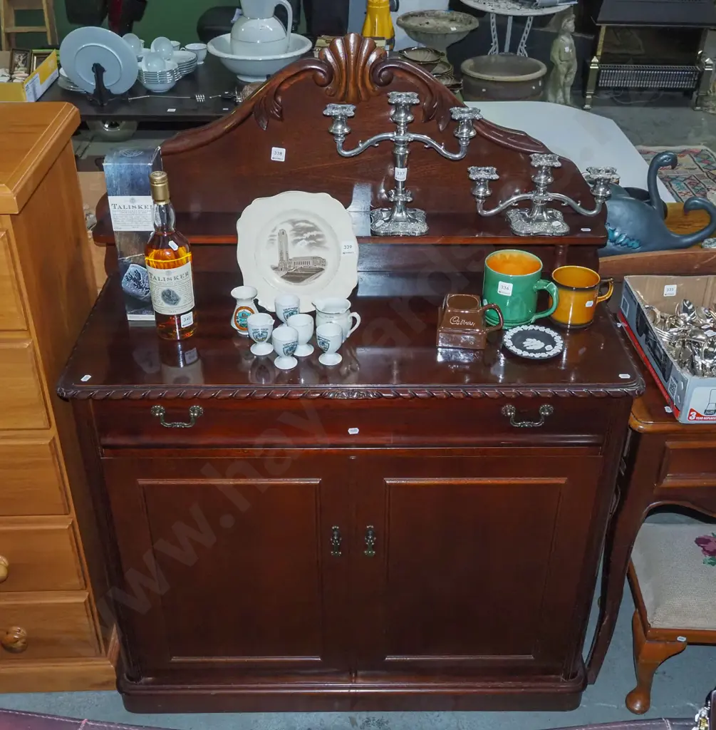 reproduction mahogany 2 drawer 1 door buffet sideboard H-1340 W-1010 D-440 Image 1++