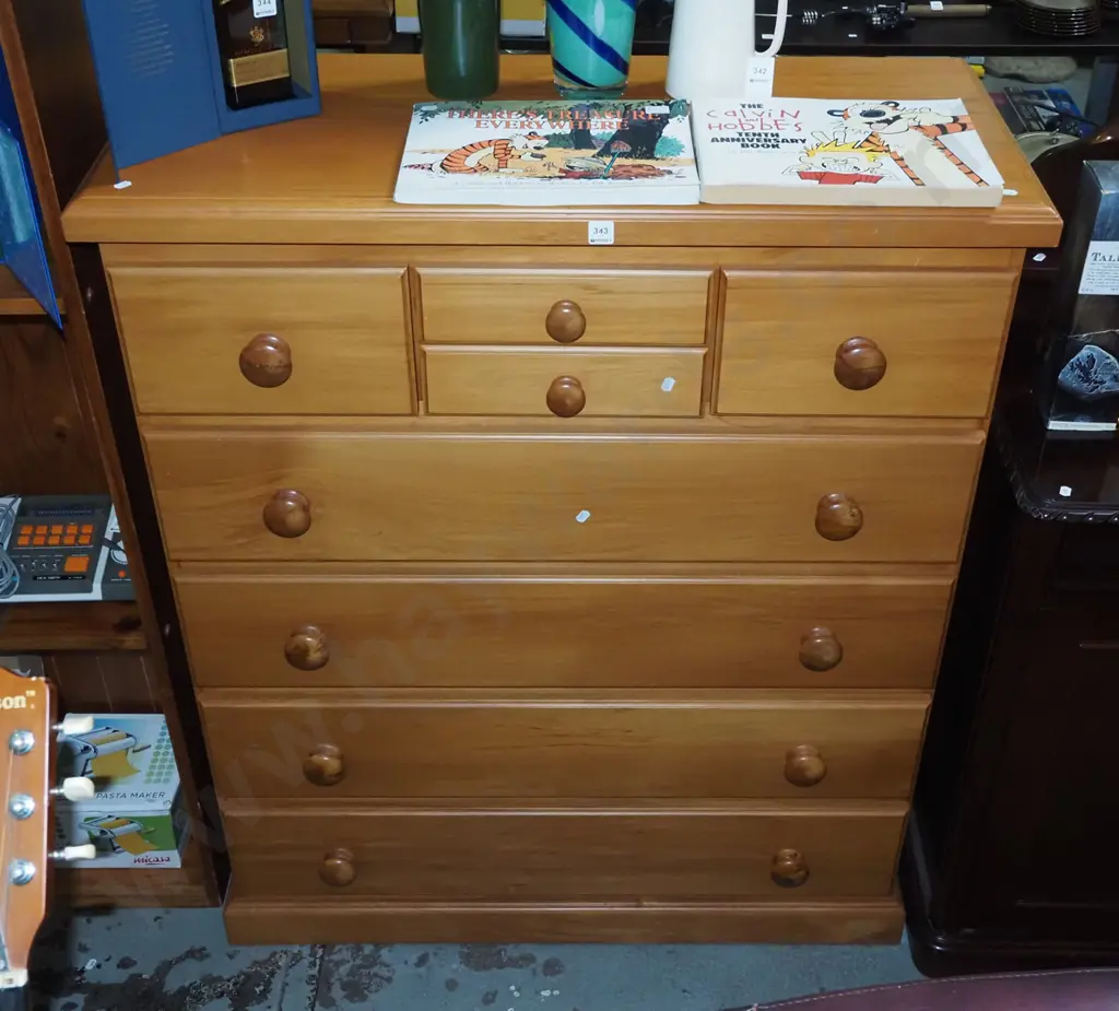 rimu and mdf 8 drawer tallboy H-1210 W-1000 D-430 Image 1++