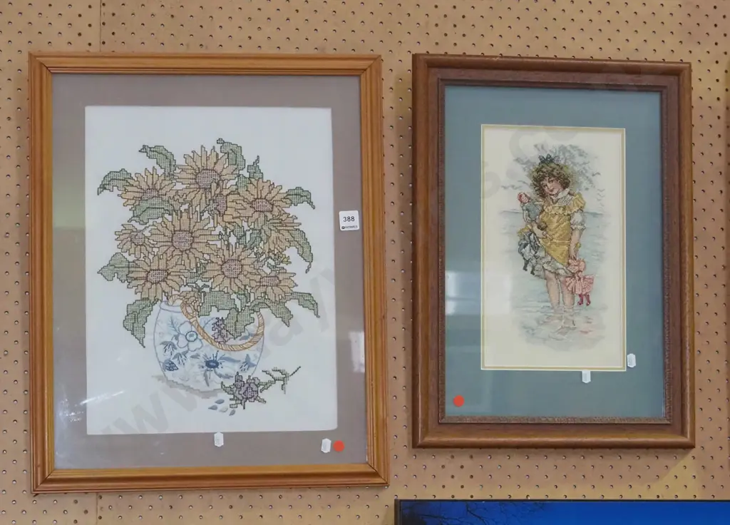 2x framed needleworks - red dots Image 1++