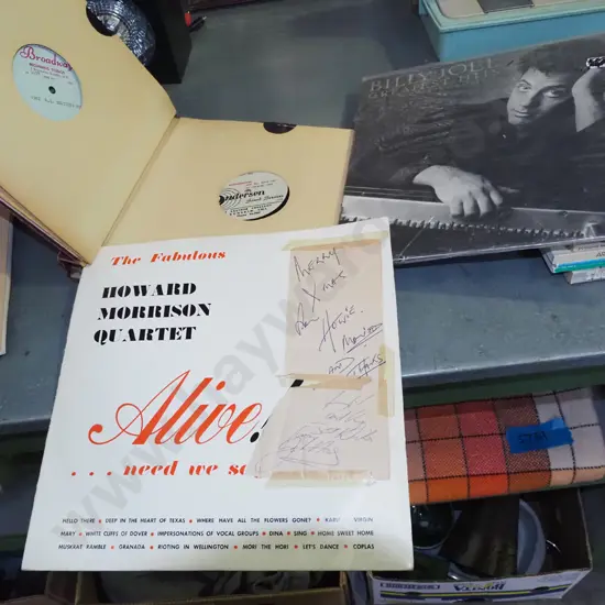 Howard Morrison Quartet LP with signatures, Billy Joel LP, album of 78s - trotting cup