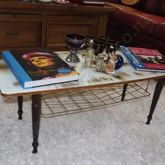 faux marble top and glass coffee table