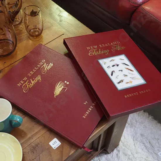 slip cased book of NZ fishing flies