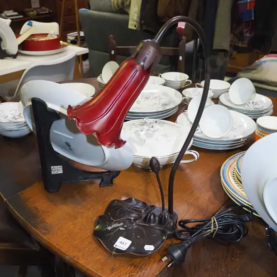 reproduction Tiffany style lily pad lamp - some wear to base