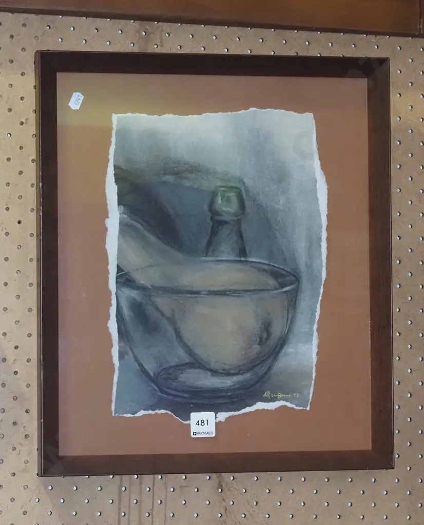 framed pastel - still life bottle, gourd Image 1++
