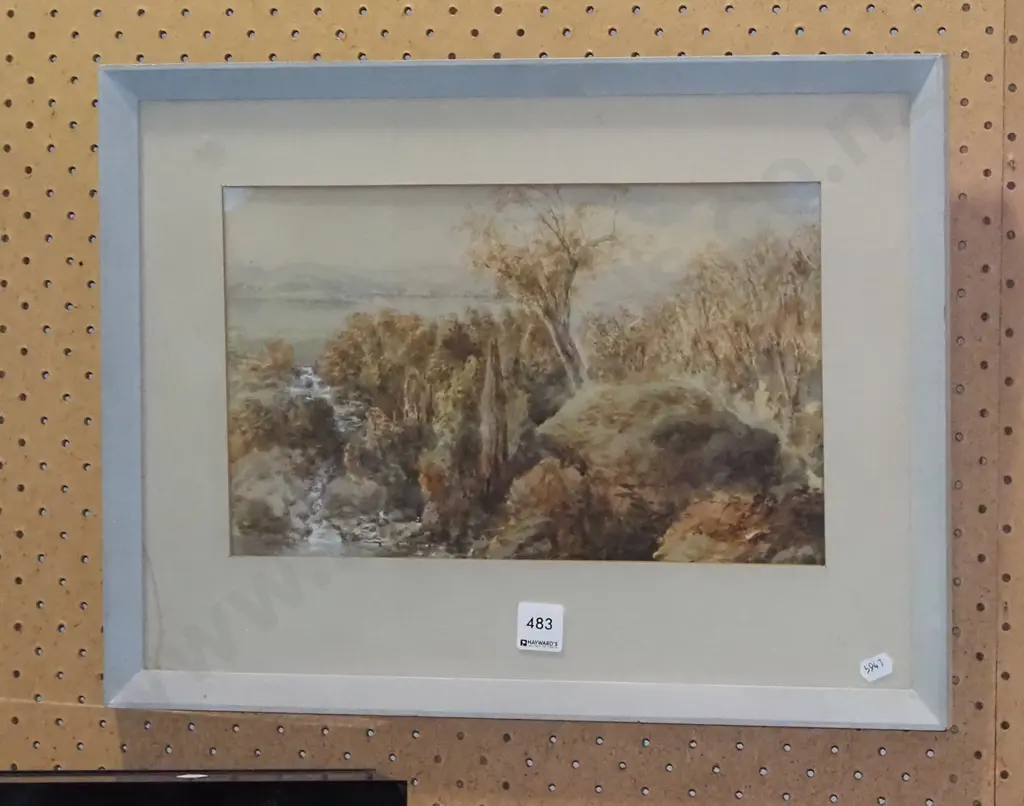 framed watercolour - bush and stream scene Image 1++