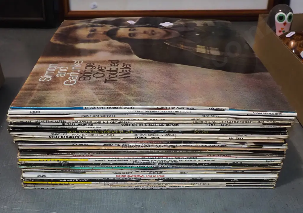 stack of LPs; Simon and Garfunkel etc Image 1++