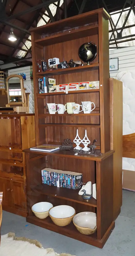 stained solid wood  adjustable bookcase H-2320 W-990 D-410 Image 1++