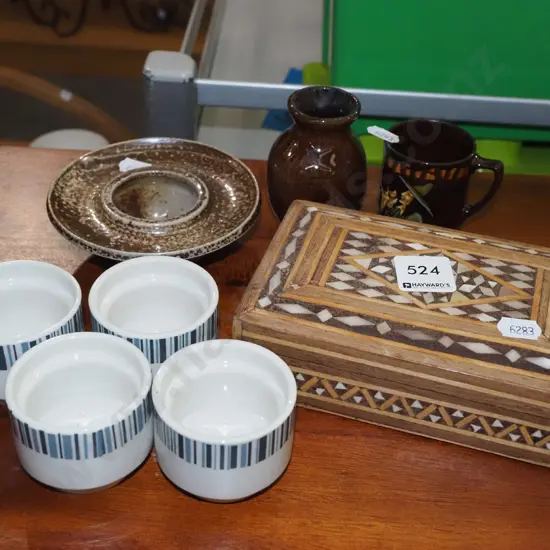 Crown Lynn egg cups, trinket box etc